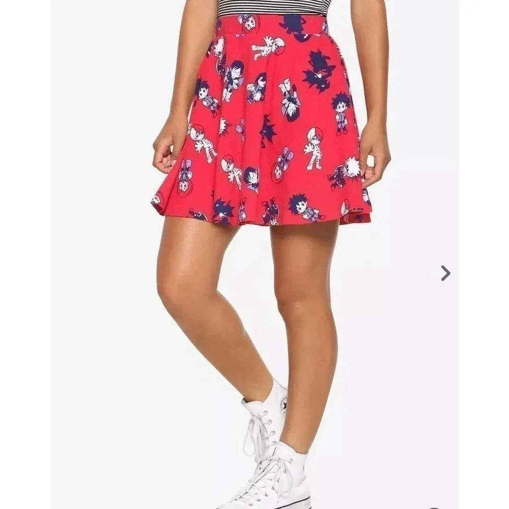 Hot Topic My Hero Academia Chibi Characters skater skirt XL.